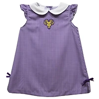 Infant Girls Vive La Fete Purple West Chester Golden Rams Mini Check Pattern A-Line Dress