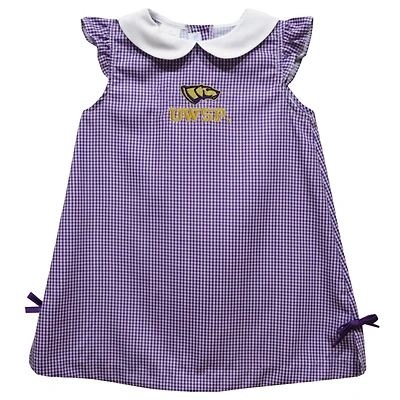 Infant Girls Vive La Fete Purple Wisconsin-Stevens Point Pointers Mini Check Pattern A-Line Dress