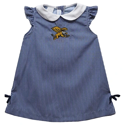 Toddler Girls Vive La Fete Blue Canisius College Golden Griffins Mini Check Pattern A-Line Dress