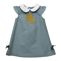 Toddler Girls Vive La Fete Green Baylor Bears Mini Check Pattern A-Line Dress
