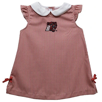 Toddler Girls Vive La Fete Red Bridgewater State Bears Mini Check Pattern A-Line Dress