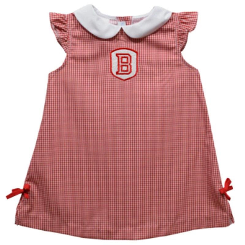 Toddler Girls Vive La Fete Red Bradley Braves Mini Check Pattern A-Line Dress