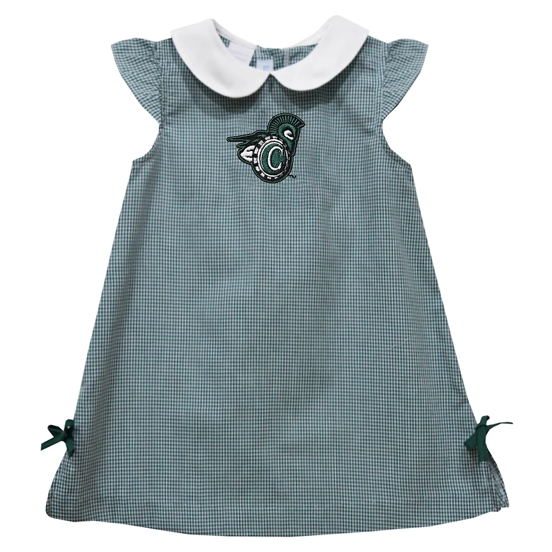 Toddler Girls Vive La Fete Green Vermont State University Mini Check Pattern A-Line Dress