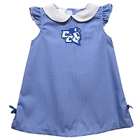 Toddler Girls Vive La Fete Royal Central Connecticut State Blue Devils Mini Check Pattern A-Line Dress