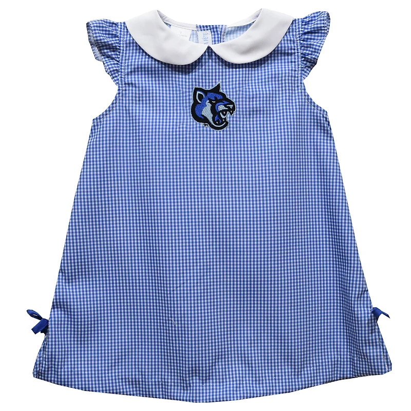 Toddler Girls Vive La Fete Blue Cal State San Marcos Cougars Mini Check Pattern A-Line Dress