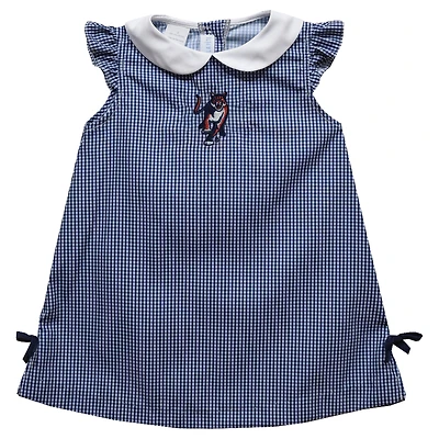Toddler Girls Vive La Fete Navy Columbus State Cougars Mini Check Pattern A-Line Dress
