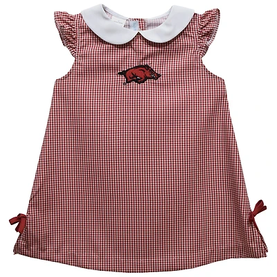 Toddler Girls Vive La Fete Cardinal Arkansas Razorbacks Mini Check Pattern A-Line Dress