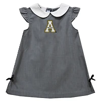 Toddler Girls Vive La Fete Black Appalachian State Mountaineers Mini Check Pattern A-Line Dress