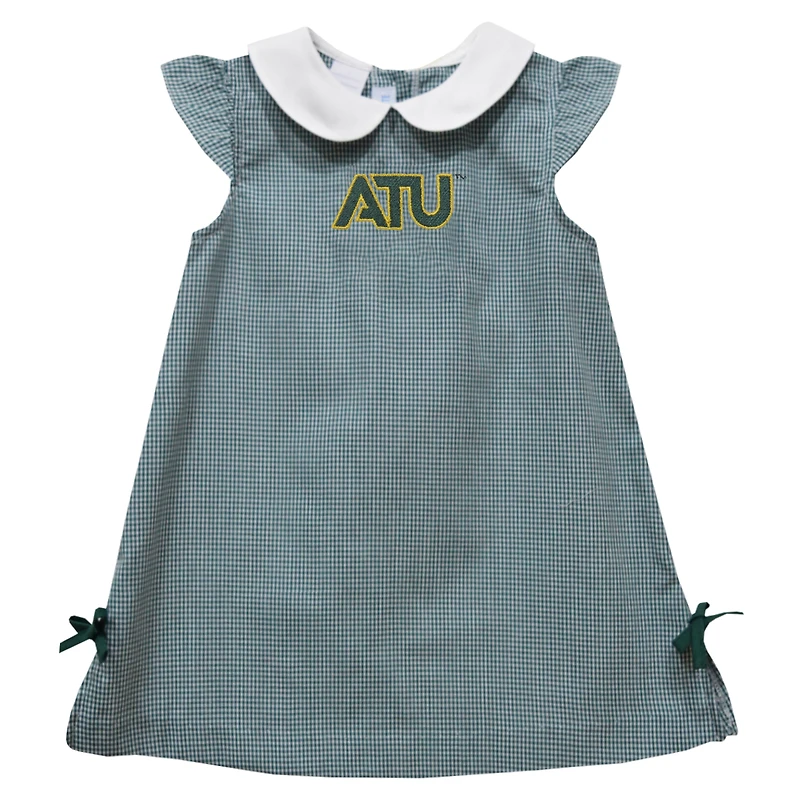 Toddler Girls Vive La Fete Green Arkansas Tech Mini Check Pattern A-Line Dress