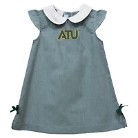 Toddler Girls Vive La Fete Green Arkansas Tech Mini Check Pattern A-Line Dress