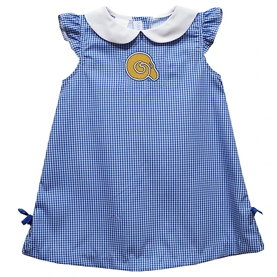 Toddler Girls Vive La Fete Blue Albany State Golden Rams Mini Check Pattern A-Line Dress