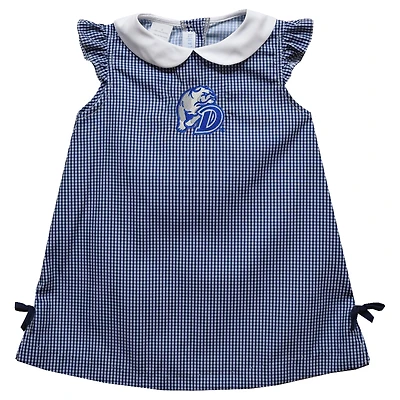 Toddler Girls Vive La Fete Blue Drake Bulldogs Mini Check Pattern A-Line Dress
