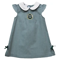 Toddler Girls Vive La Fete Green Colorado State Rams Mini Check Pattern A-Line Dress