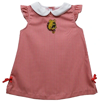 Toddler Girls Vive La Fete Crimson Ferris State Bulldogs Mini Check Pattern A-Line Dress