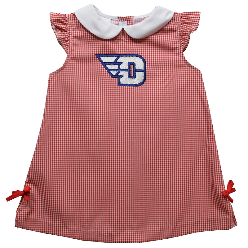 Toddler Girls Vive La Fete Red Dayton Flyers Mini Check Pattern A-Line Dress