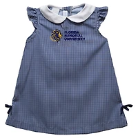 Toddler Girls Vive La Fete Blue FMU Lions Mini Check Pattern A-Line Dress