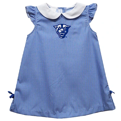 Toddler Girls Vive La Fete Blue Georgia State Panthers Mini Check Pattern A-Line Dress