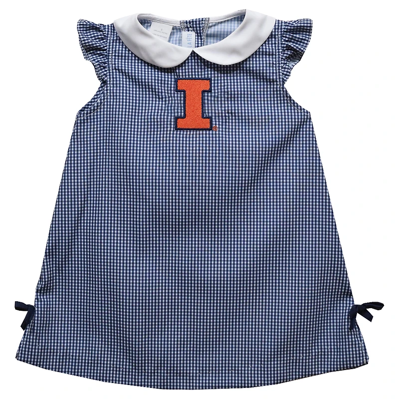 Toddler Girls Vive La Fete Navy Illinois Fighting Illini Mini Check Pattern A-Line Dress