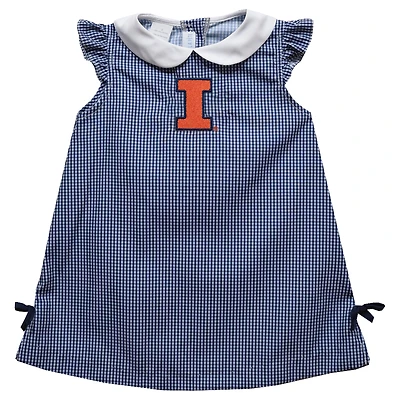 Toddler Girls Vive La Fete Navy Illinois Fighting Illini Mini Check Pattern A-Line Dress