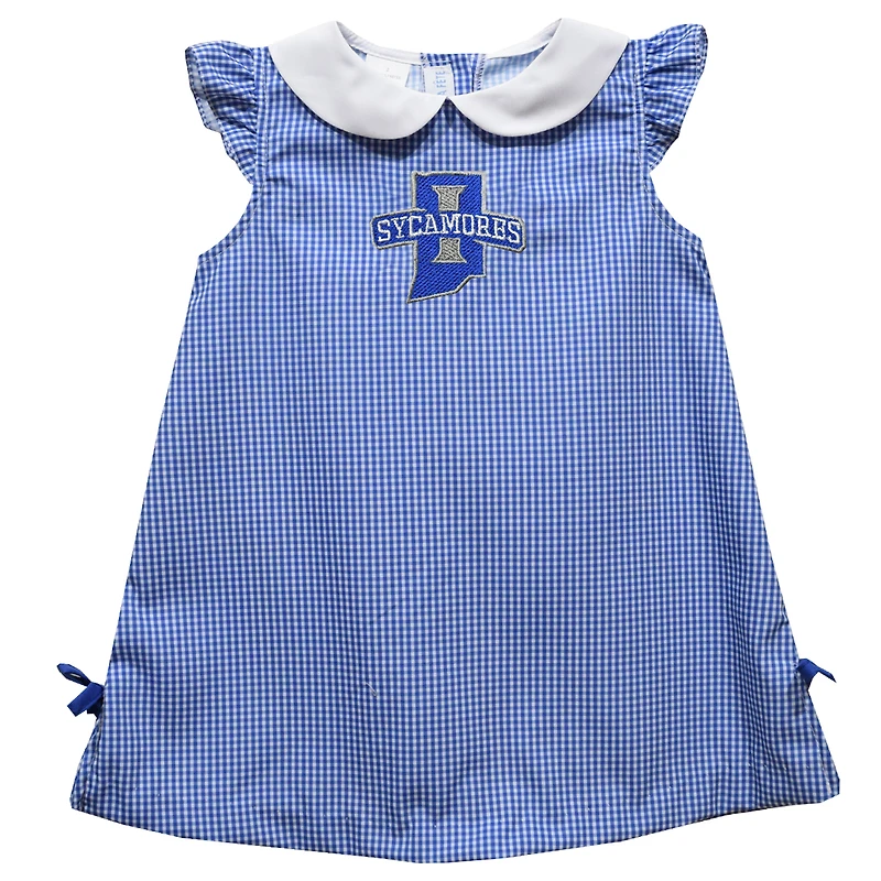 Toddler Girls Vive La Fete Royal Indiana State Sycamores Mini Check Pattern A-Line Dress