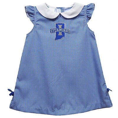 Toddler Girls Vive La Fete Royal Indiana State Sycamores Mini Check Pattern A-Line Dress
