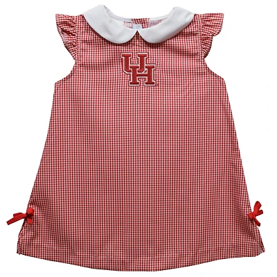 Toddler Girls Vive La Fete Red Houston Cougars Mini Check Pattern A-Line Dress