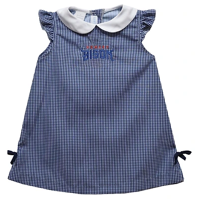 Toddler Girls Vive La Fete Navy Howard Bison Mini Check Pattern A-Line Dress