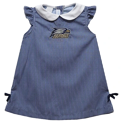 Toddler Girls Vive La Fete Navy Georgia Southern Eagles Mini Check Pattern A-Line Dress