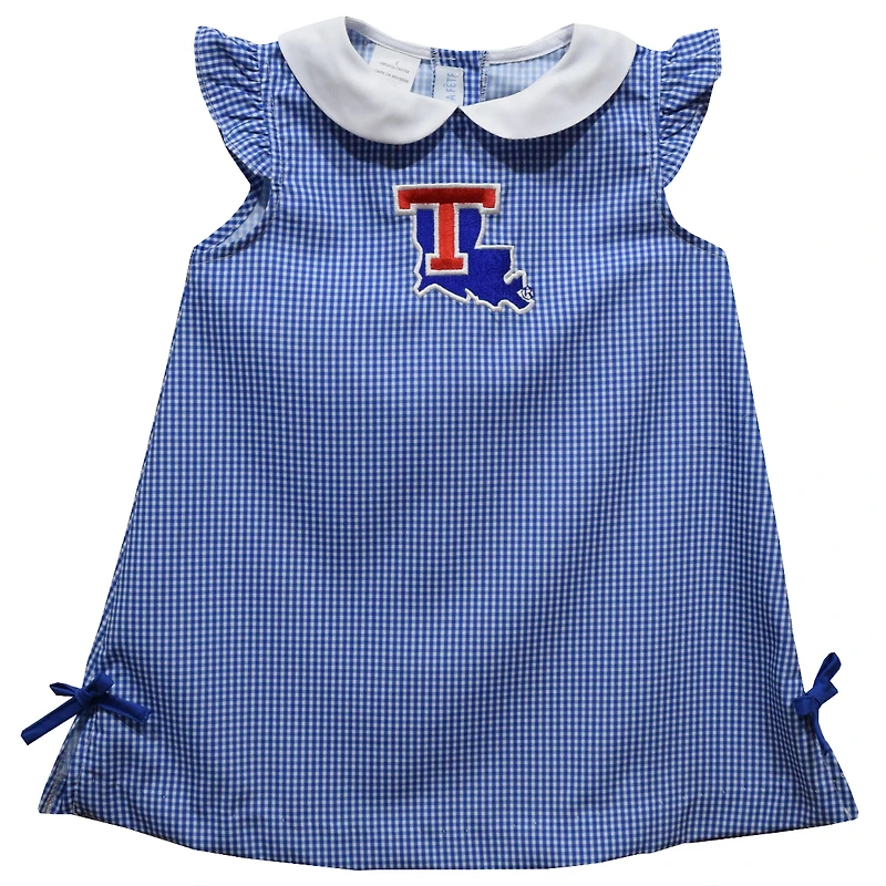 Toddler Girls Vive La Fete Royal Louisiana Tech Bulldogs Mini Check Pattern A-Line Dress