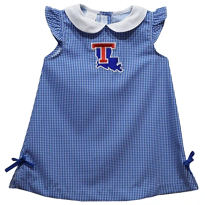 Toddler Girls Vive La Fete Royal Louisiana Tech Bulldogs Mini Check Pattern A-Line Dress