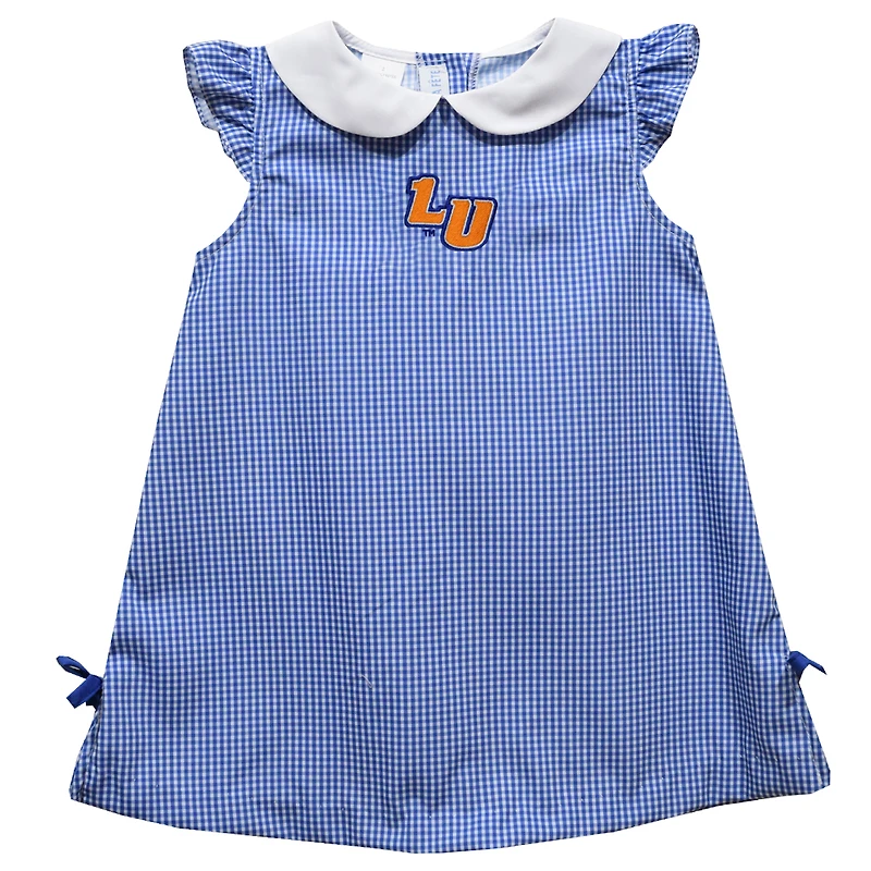 Toddler Girls Vive La Fete Blue Lincoln Lions Mini Check Pattern A-Line Dress