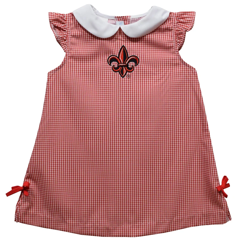 Toddler Girls Vive La Fete Cardinal Louisiana Ragin' Cajuns Mini Check Pattern A-Line Dress