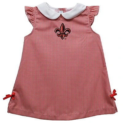 Toddler Girls Vive La Fete Cardinal Louisiana Ragin' Cajuns Mini Check Pattern A-Line Dress