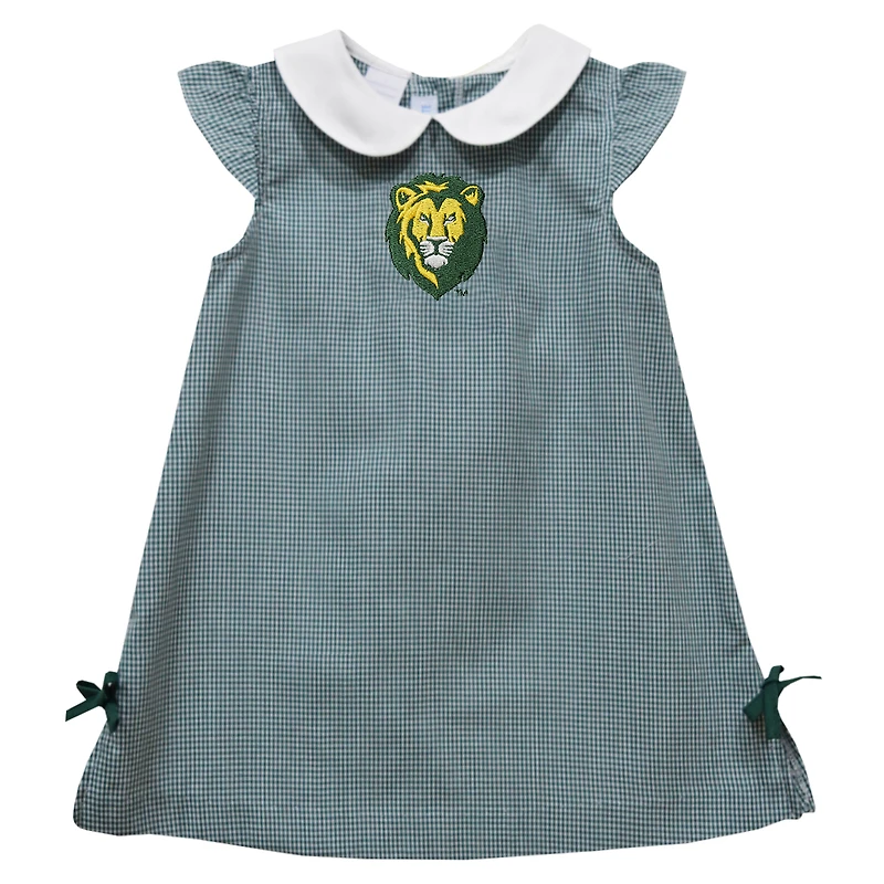 Toddler Girls Vive La Fete Green Southeastern Louisiana Lions Mini Check Pattern A-Line Dress