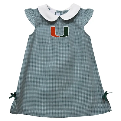 Toddler Girls Vive La Fete Green Miami Hurricanes Mini Check Pattern A-Line Dress