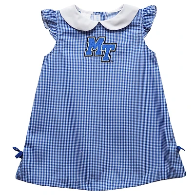 Toddler Girls Vive La Fete Royal MTSU Blue Raiders Mini Check Pattern A-Line Dress
