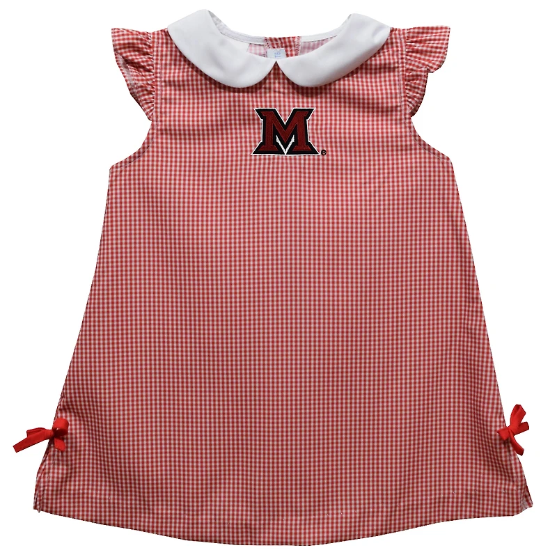 Toddler Girls Vive La Fete Red Miami University RedHawks Mini Check Pattern A-Line Dress