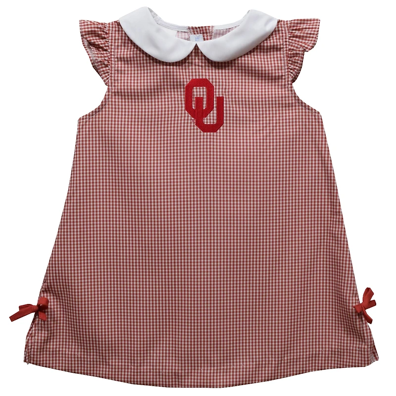 Toddler Girls Vive La Fete Crimson Oklahoma Sooners Mini Check Pattern A-Line Dress