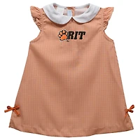 Toddler Girls Vive La Fete Orange Rochester Institute of Technology Tigers Mini Check Pattern A-Line Dress