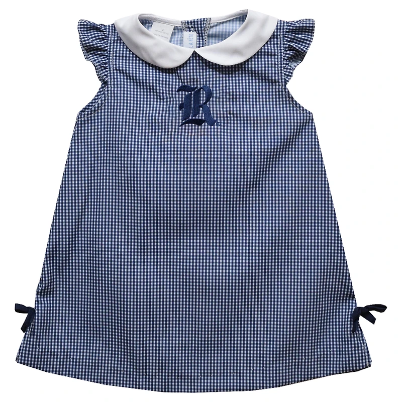Toddler Girls Vive La Fete Blue Rice Owls Mini Check Pattern A-Line Dress