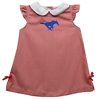 Toddler Girls Vive La Fete Red SMU Mustangs Mini Check Pattern A-Line Dress