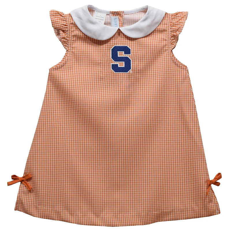 Toddler Girls Vive La Fete Orange Syracuse Orange Mini Check Pattern A-Line Dress
