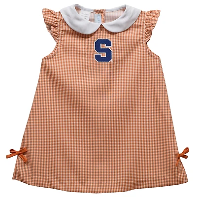 Toddler Girls Vive La Fete Orange Syracuse Orange Mini Check Pattern A-Line Dress