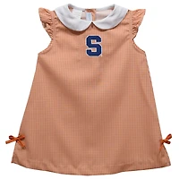 Toddler Girls Vive La Fete Orange Syracuse Orange Mini Check Pattern A-Line Dress