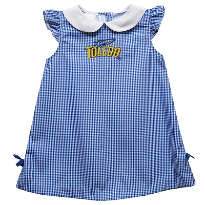Toddler Girls Vive La Fete Blue Toledo Rockets Mini Check Pattern A-Line Dress
