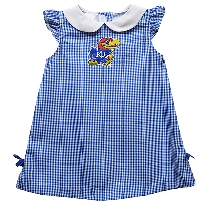 Toddler Girls Vive La Fete Blue Kansas Jayhawks Mini Check Pattern A-Line Dress