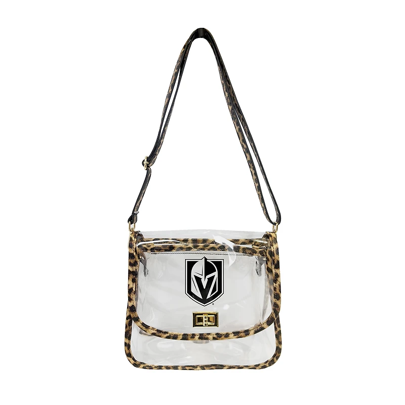 Logo Brands Vegas Golden Knights Leopard Print Trim Clear Purse