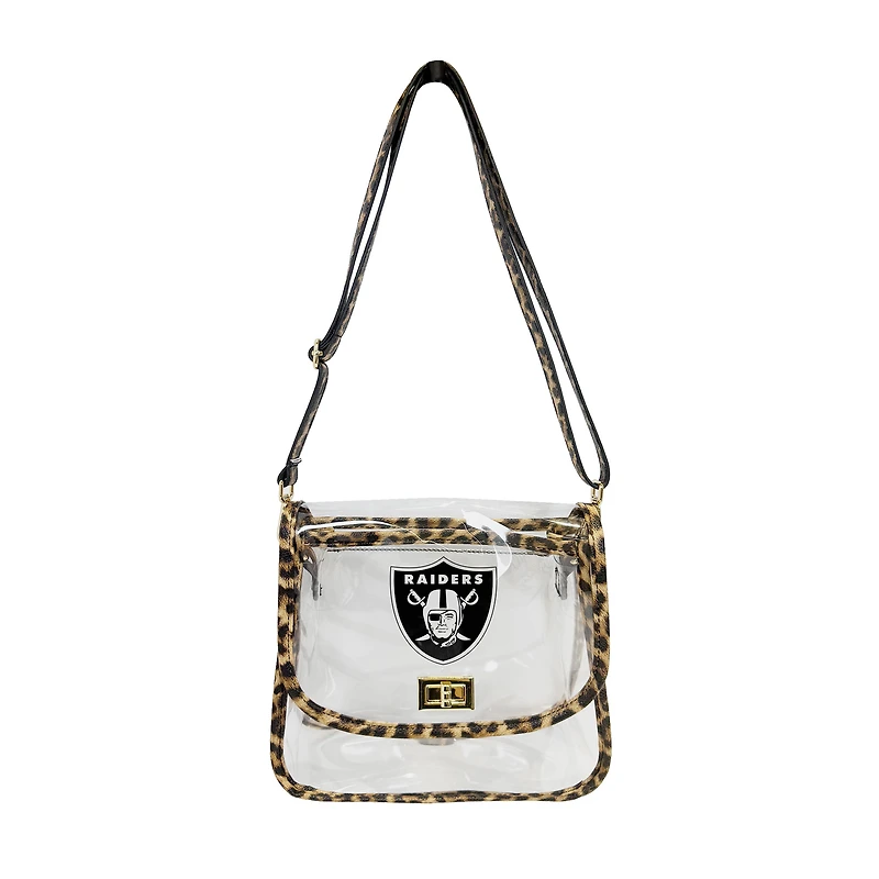Logo Brands Las Vegas Raiders Leopard Print Trim Clear Purse