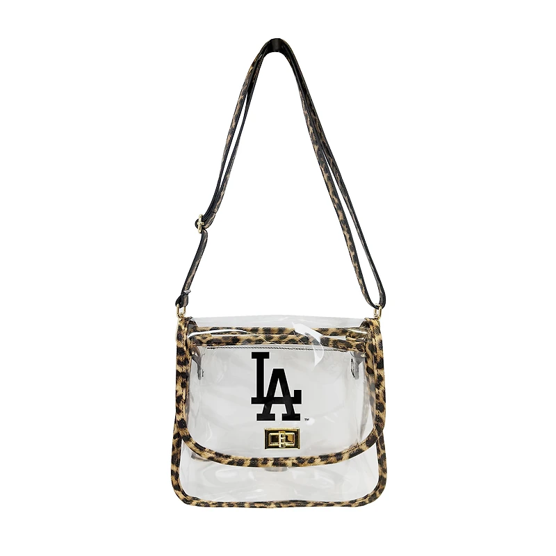 Logo Brands Los Angeles Dodgers Leopard Print Trim Clear Purse