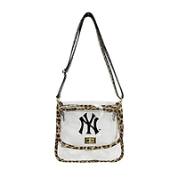 Logo Brands New York Yankees Leopard Print Trim Clear Purse